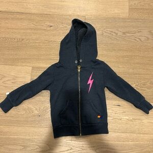Aviator Nation bolt print dark gray toddler zip up